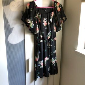 Black floral spring and summer dress
